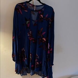 Free People Blue and Pink Floral Dress